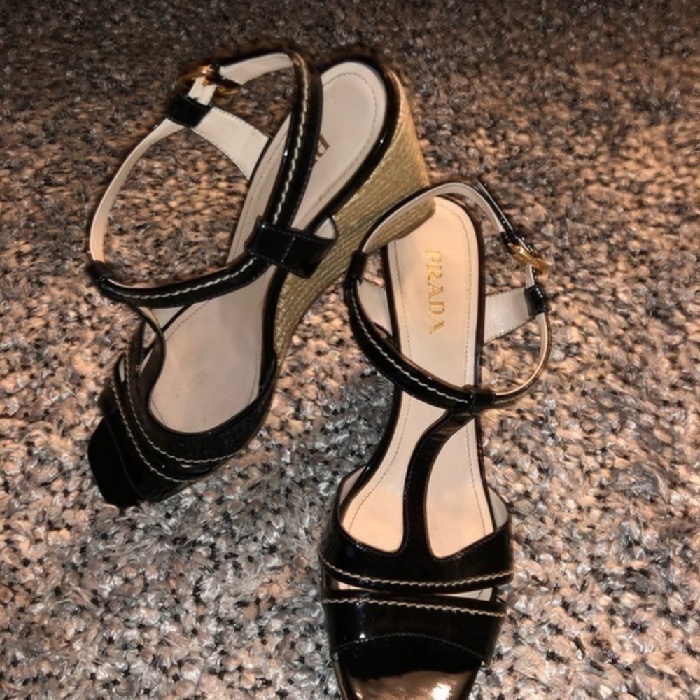 Prada Womens Jute Wedge Heel Shoes Size 39… - Picture 6 of 9
